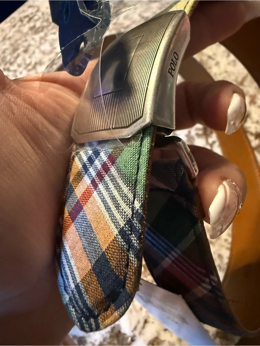 Polo Golf Ralph Lauren Men's Plaid Golf Belt Size 42 NWT Multicolor Leather